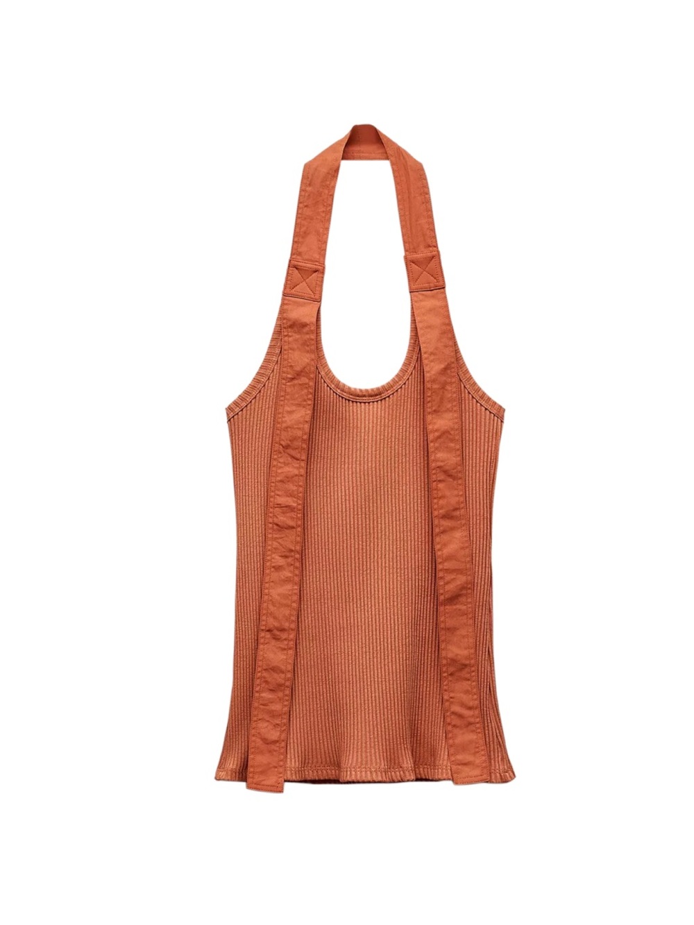 Orange ribbed halter top